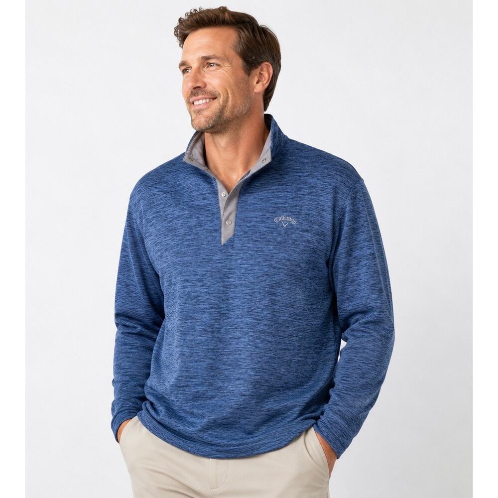 Callaway Men's XL Blue Heathered Performance Golf Pullover EUC Country Club Luxe